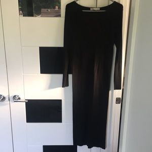 Zara black midi rubbed dress